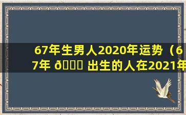 67年生男人2020年运势（67年 🐒 出生的人在2021年的运程 🐝 ）